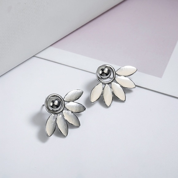 LAST ONE! Silver Round Studs/Petal Earring Jackets - Picture 2 of 7